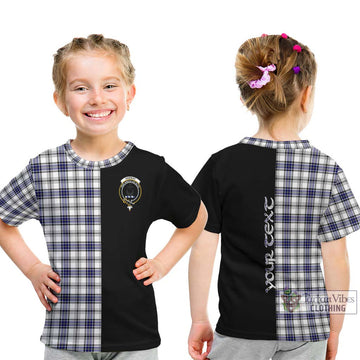 Hannay Tartan Kid T-Shirt with Family Crest and Half Of Me Style - Tartanvibesclothing Shop