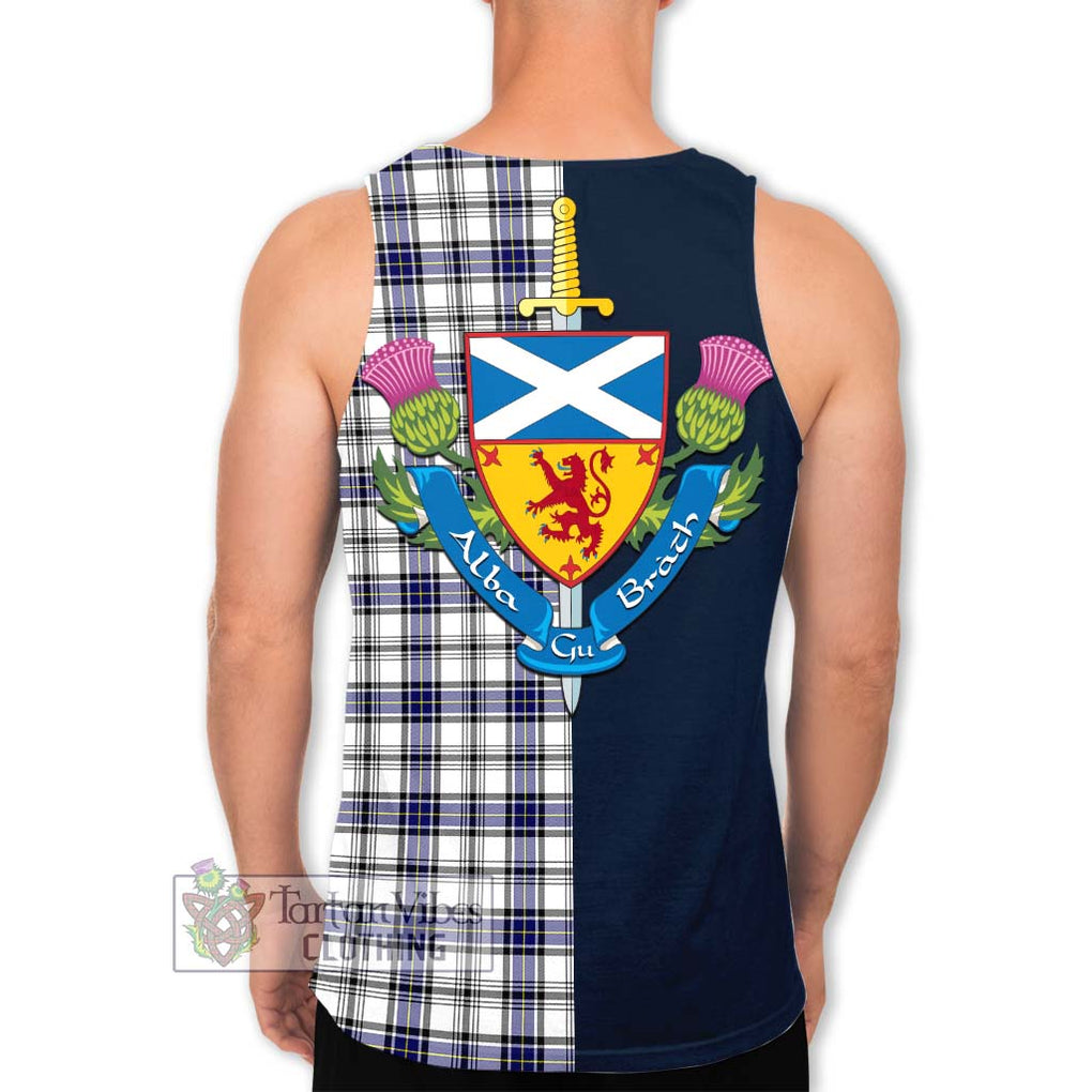 Tartan Vibes Clothing Hannay Modern Tartan Men's Tank Top with Scottish Lion Royal Arm Half Style
