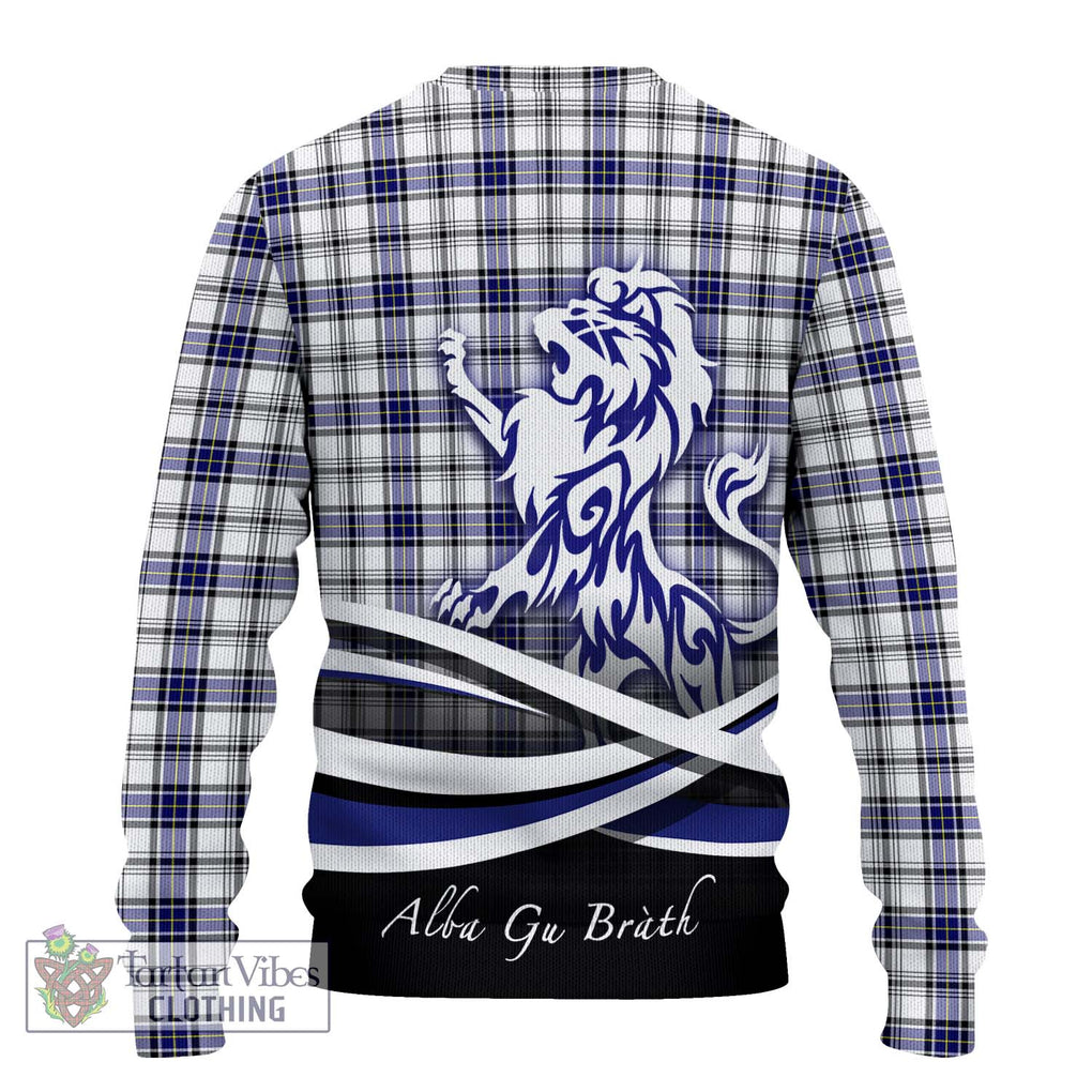 Hannay Tartan Knitted Sweater with Alba Gu Brath Regal Lion Emblem - Tartanvibesclothing Shop