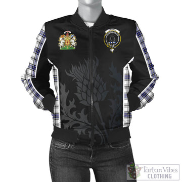 Hannay Modern Tartan Bomber Jacket with Family Crest and Scottish Thistle Vibes Sport Style