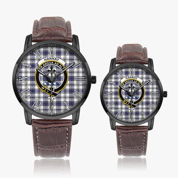 Hannay Modern Tartan Family Crest Leather Strap Quartz Watch