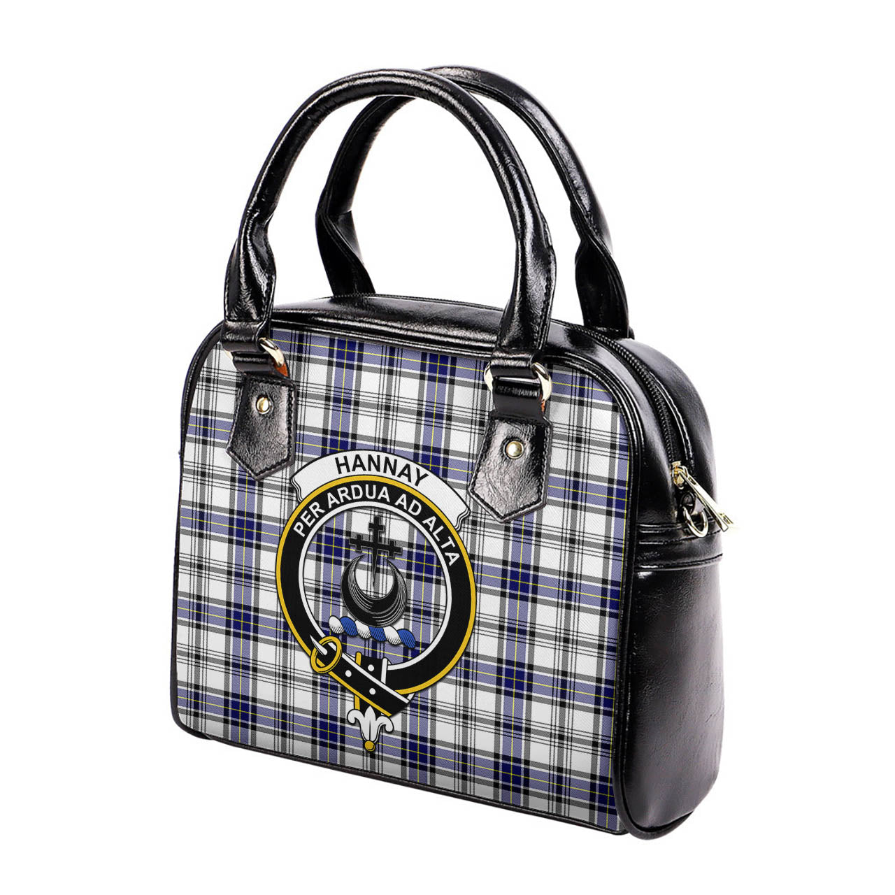Hannay Modern Tartan Shoulder Handbags with Family Crest - Tartanvibesclothing