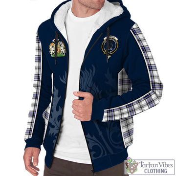 Hannay Tartan Sherpa Hoodie with Family Crest and Scottish Thistle Vibes Sport Style