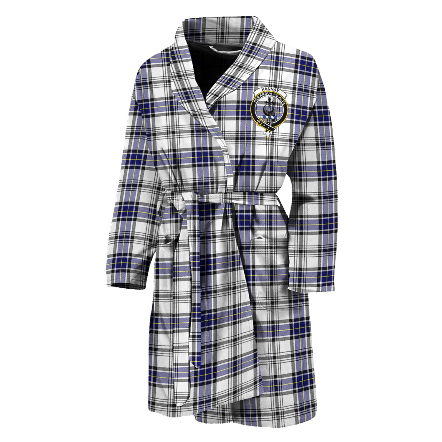 Hannay Tartan Bathrobe with Family Crest Unisex M - Tartan Vibes Clothing