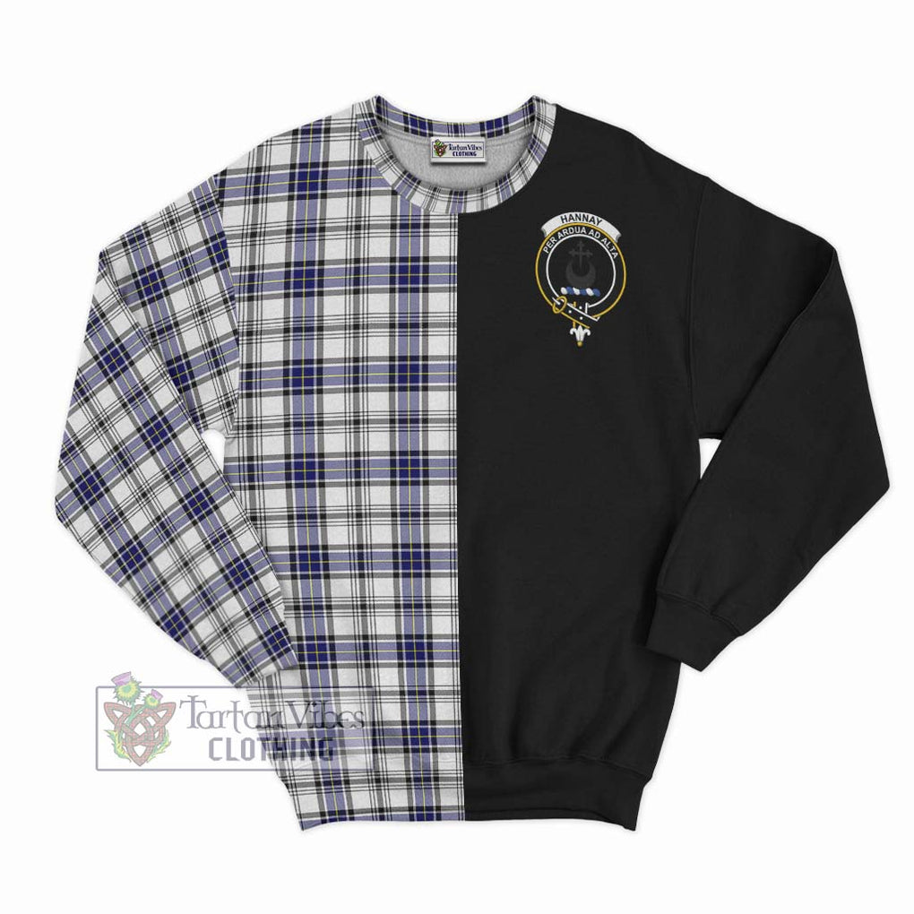 Hannay Tartan Sweatshirt with Family Crest and Half Of Me Style - Tartanvibesclothing Shop