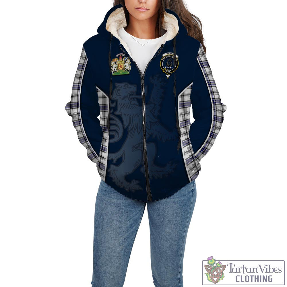 Tartan Vibes Clothing Hannay Modern Tartan Sherpa Hoodie with Family Crest and Lion Rampant Vibes Sport Style