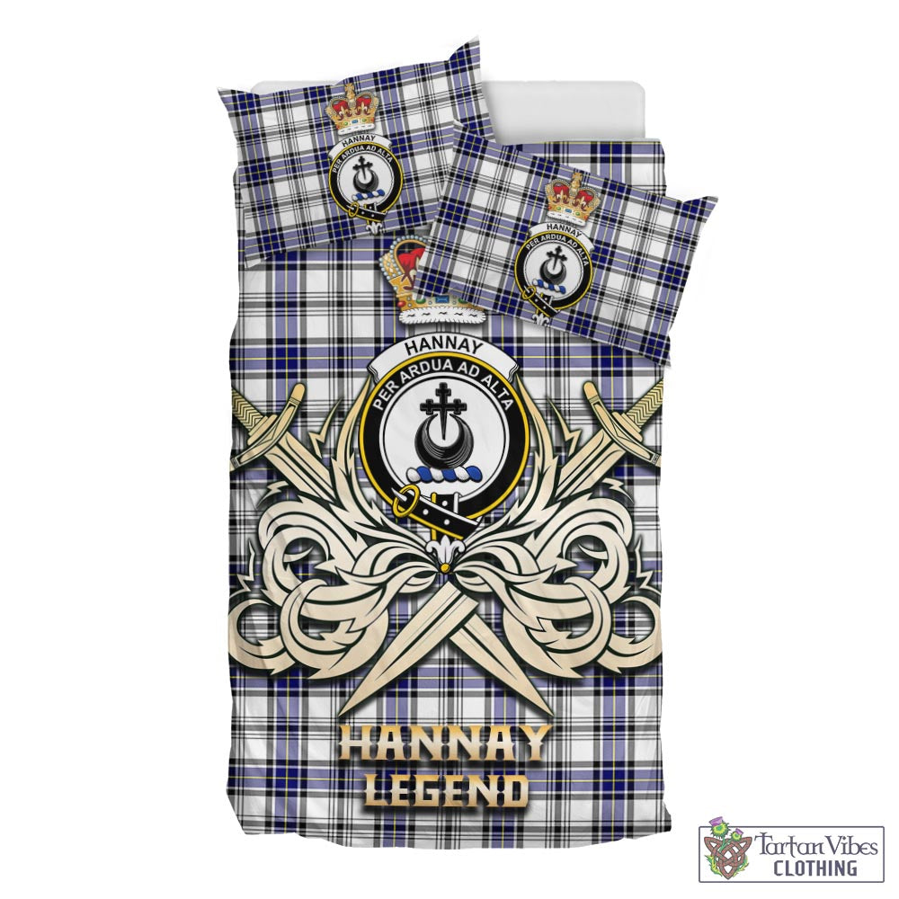 Tartan Vibes Clothing Hannay Modern Tartan Bedding Set with Clan Crest and the Golden Sword of Courageous Legacy