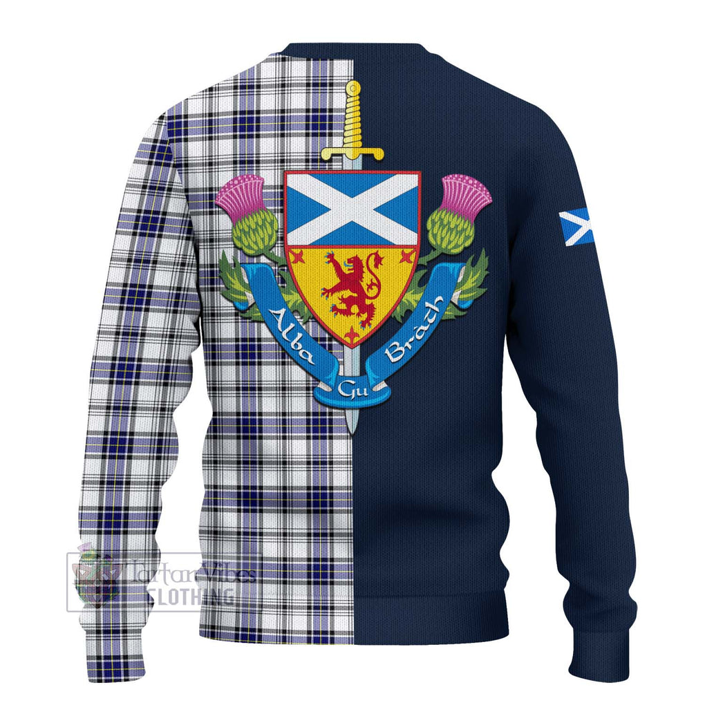 Tartan Vibes Clothing Hannay Modern Tartan Knitted Sweater with Scottish Lion Royal Arm Half Style