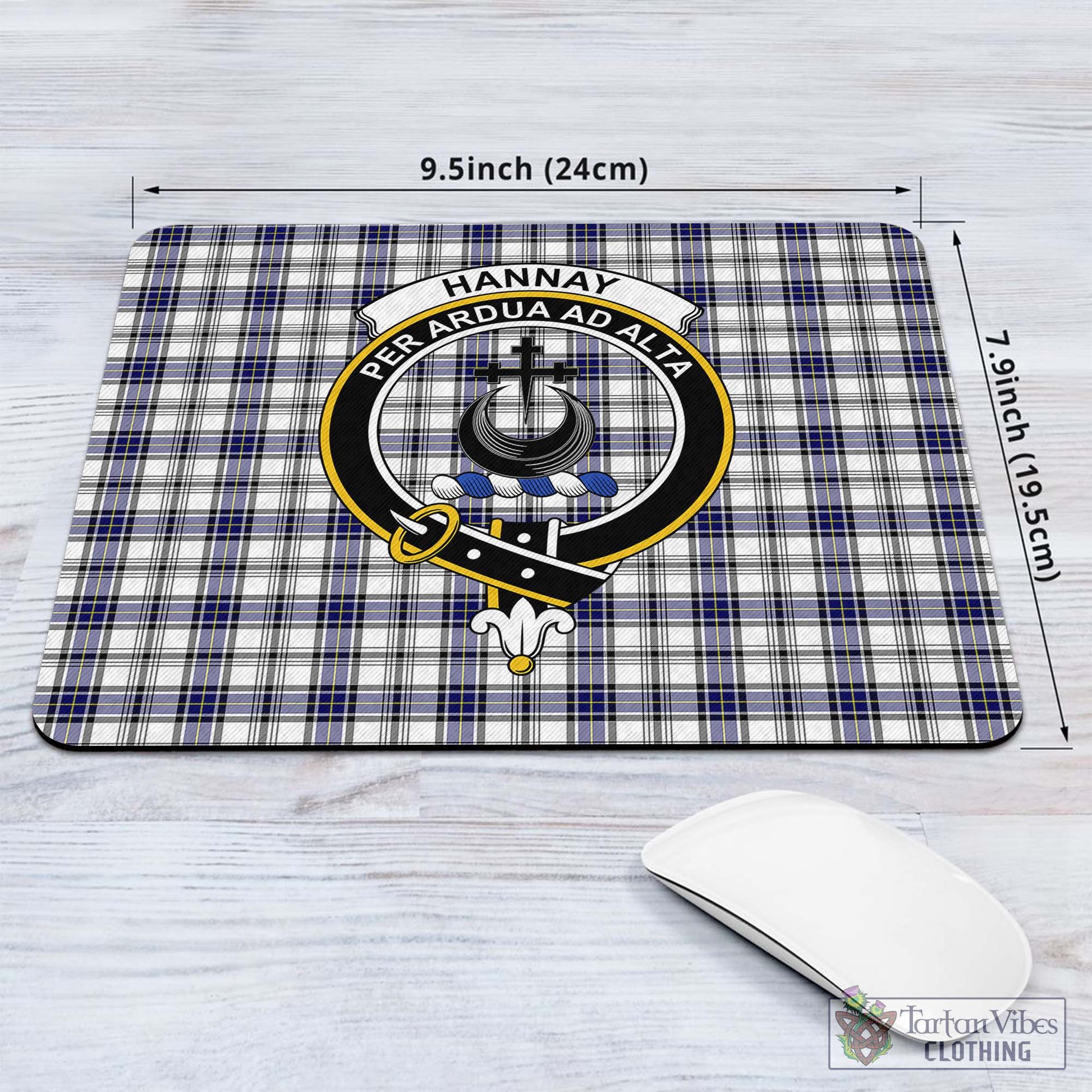 Tartan Vibes Clothing Hannay Modern Tartan Mouse Pad with Family Crest