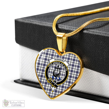 Hannay Modern Tartan Heart Necklace with Family Crest