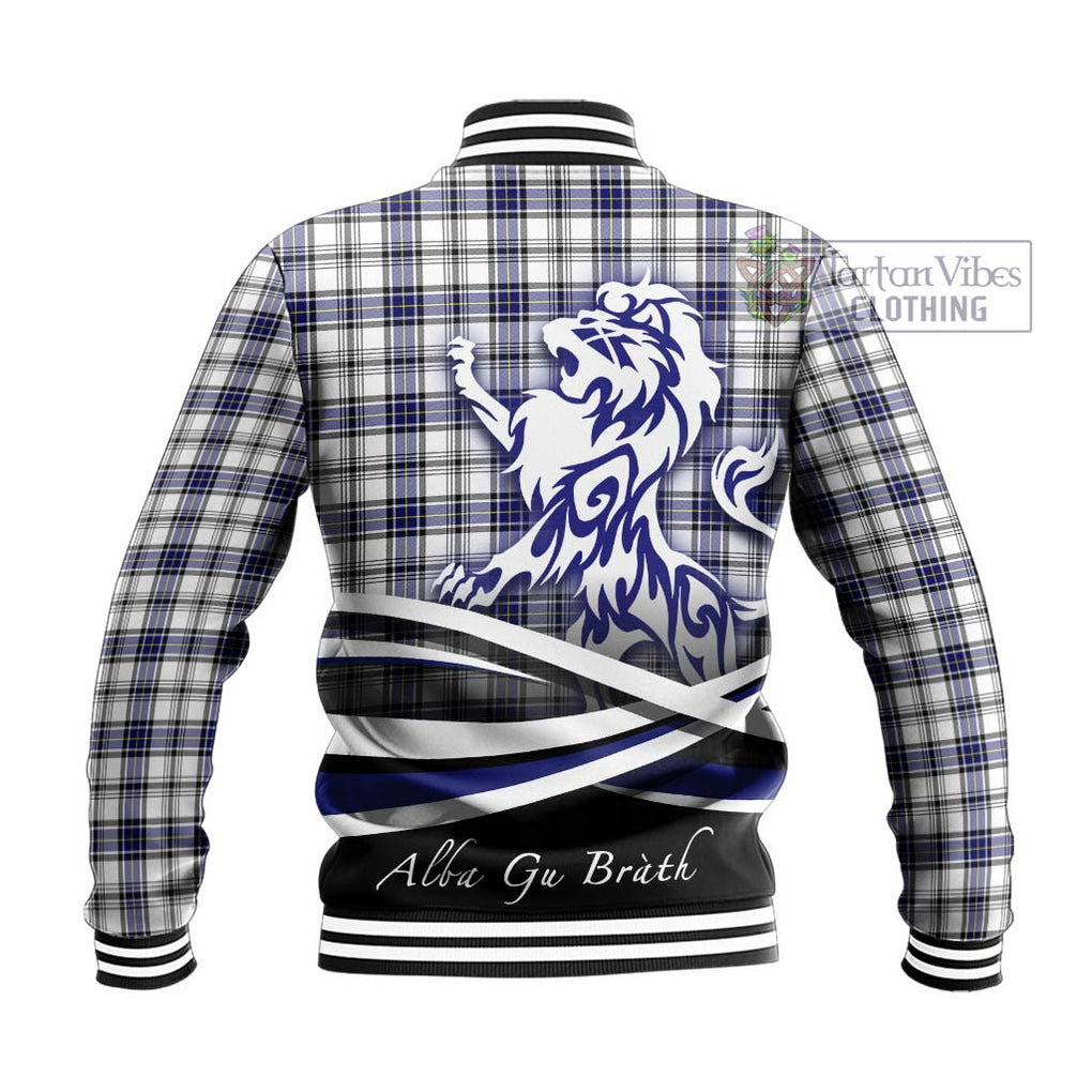 Hannay Tartan Baseball Jacket with Alba Gu Brath Regal Lion Emblem - Tartanvibesclothing Shop