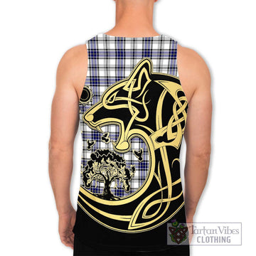 Hannay Tartan Men's Tank Top with Family Crest Celtic Wolf Style - Tartan Vibes Clothing