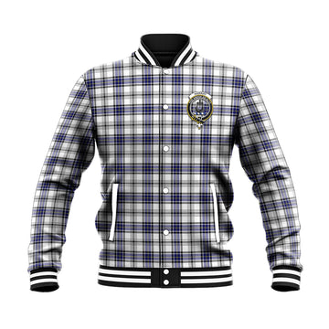Hannay Tartan Baseball Jacket with Family Crest