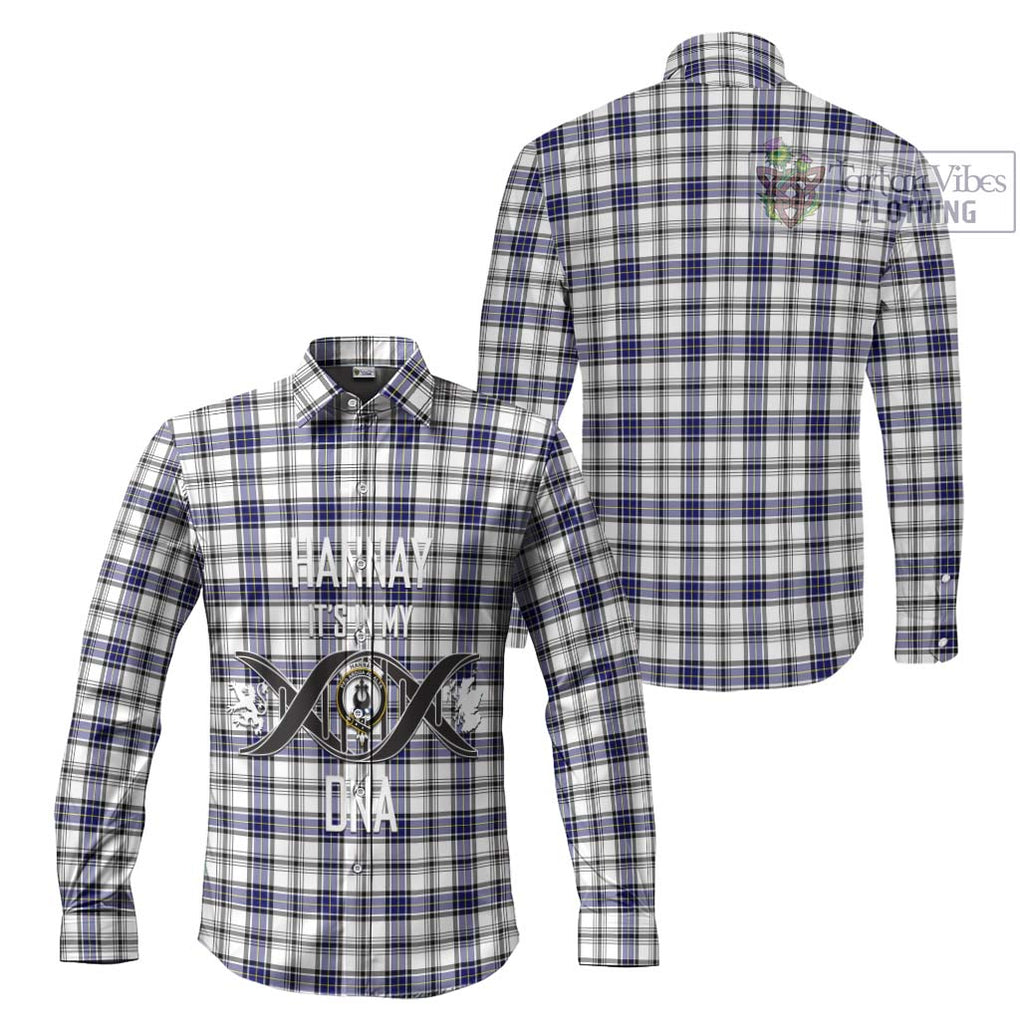 Hannay Tartan Long Sleeve Button Shirt with Family Crest DNA In Me Style Men's Shirt - Tartanvibesclothing Shop