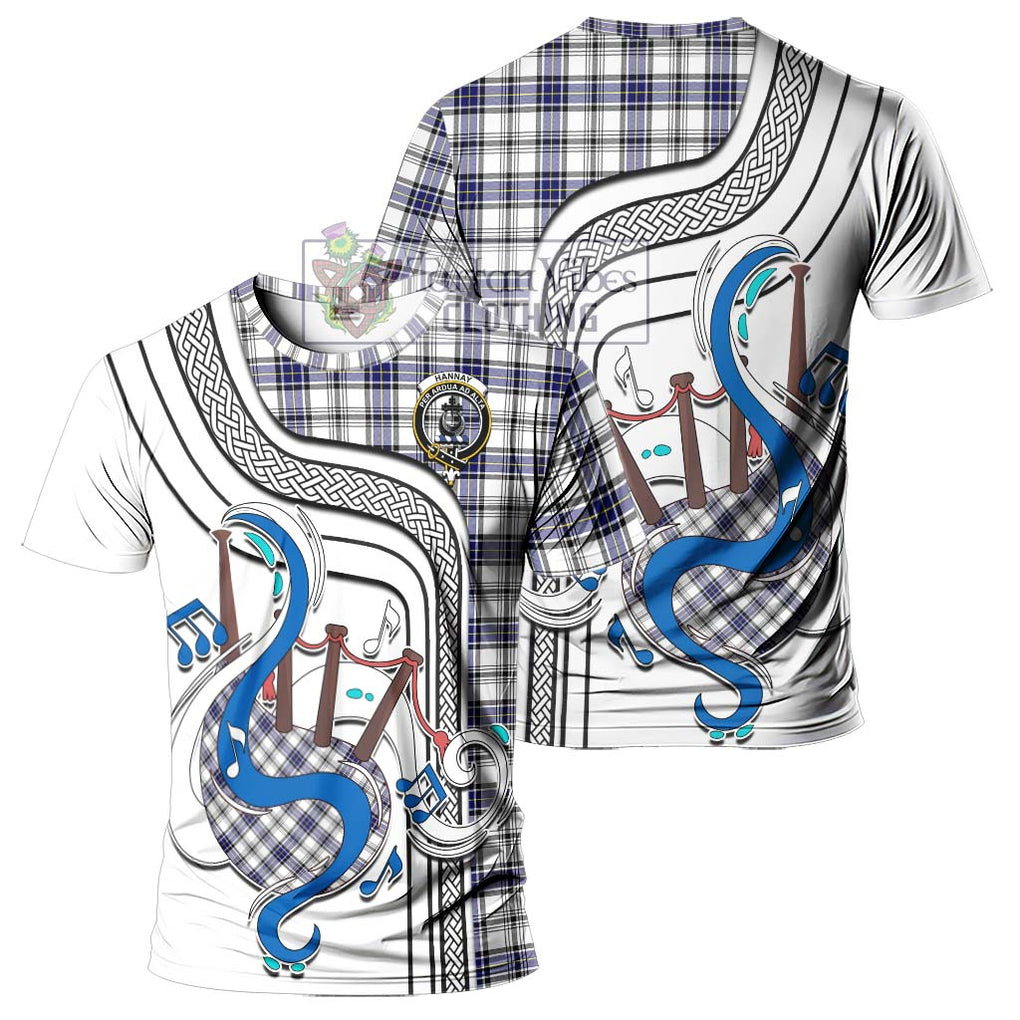 Hannay Tartan T-Shirt with Epic Bagpipe Style - Tartanvibesclothing Shop