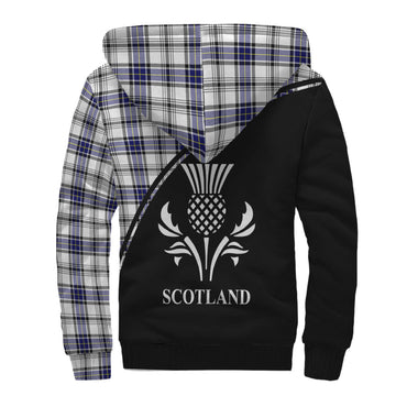 Hannay Modern Tartan Sherpa Hoodie with Family Crest Curve Style