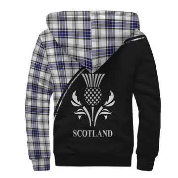 Hannay Tartan Sherpa Hoodie with Family Crest Curve Style