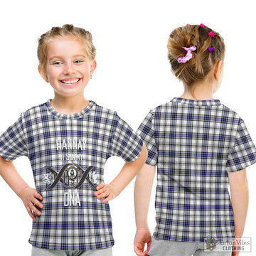 Hannay Tartan Kid T-Shirt with Family Crest DNA In Me Style - Tartanvibesclothing Shop