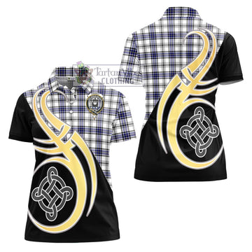 Hannay Tartan Women's Polo Shirt with Family Crest and Celtic Symbol Style - Tartan Vibes Clothing