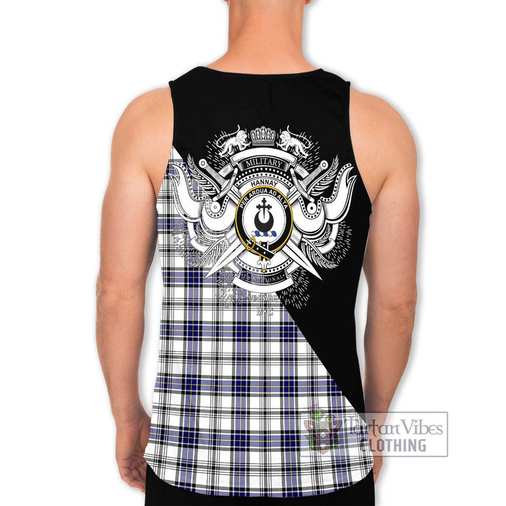 Hannay Tartan Men's Tank Top with Family Crest and Military Logo Style - Tartanvibesclothing Shop