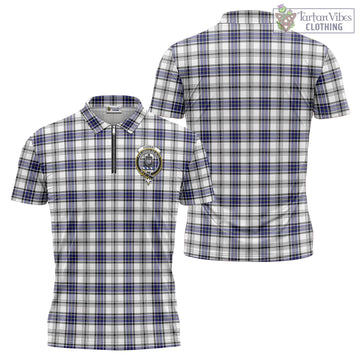Hannay Tartan Zipper Polo Shirt with Family Crest