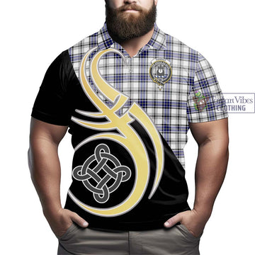 Hannay Tartan Polo Shirt with Family Crest and Celtic Symbol Style