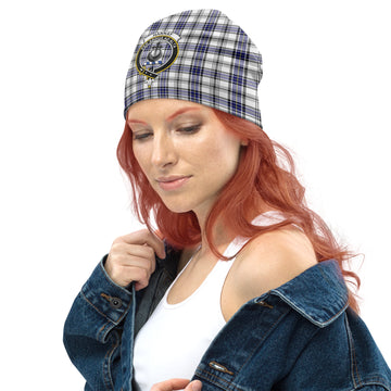 Hannay Tartan Beanies Hat with Family Crest