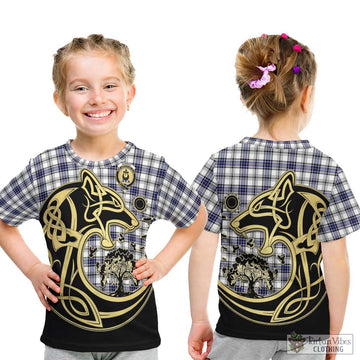 Hannay Tartan Kid T-Shirt with Family Crest Celtic Wolf Style - Tartan Vibes Clothing