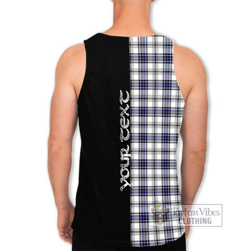 Hannay Tartan Men's Tank Top with Family Crest and Half Of Me Style - Tartanvibesclothing Shop