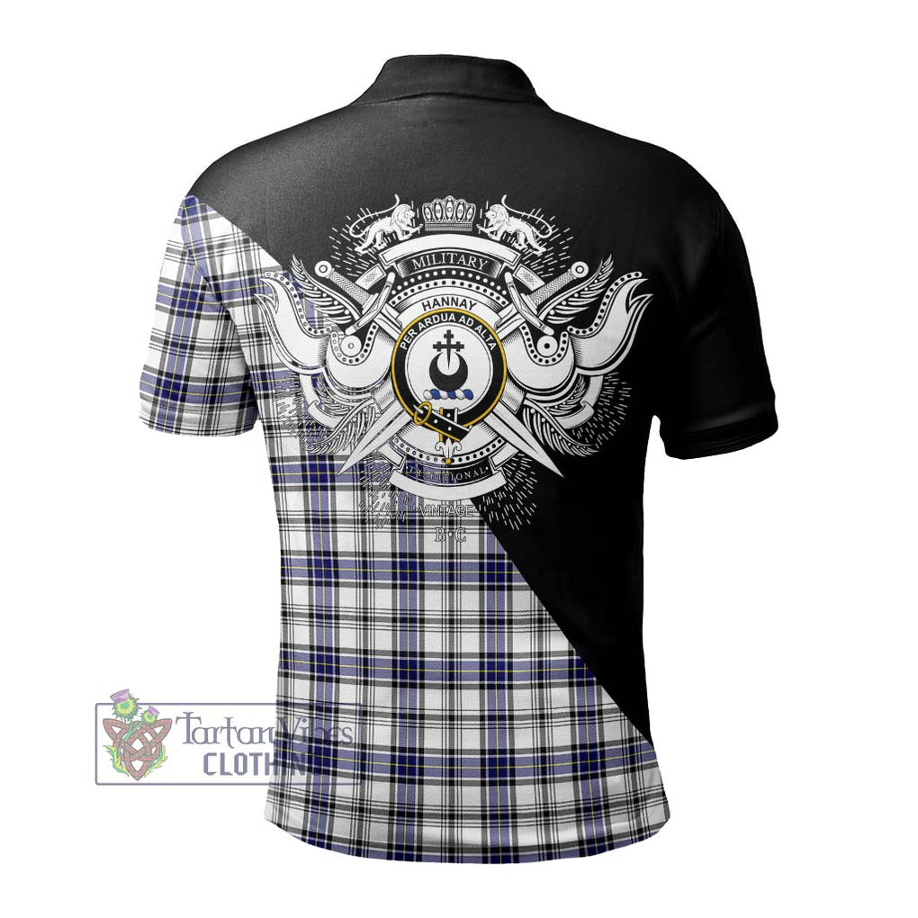 Hannay Tartan Polo Shirt with Family Crest and Military Logo Style - Tartanvibesclothing Shop