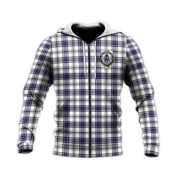 Hannay Tartan Knitted Hoodie with Family Crest