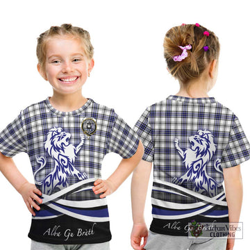 Hannay Tartan Kid T-Shirt with Alba Gu Brath Regal Lion Emblem - Tartanvibesclothing Shop
