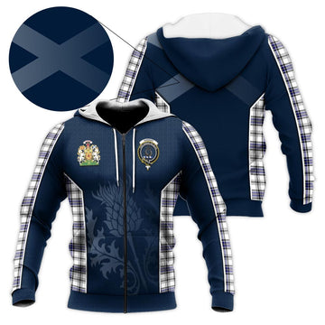 Hannay Modern Tartan Knitted Hoodie with Family Crest and Scottish Thistle Vibes Sport Style