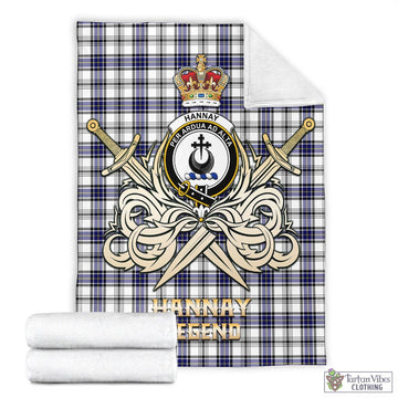 Hannay Modern Tartan Blanket with Clan Crest and the Golden Sword of Courageous Legacy
