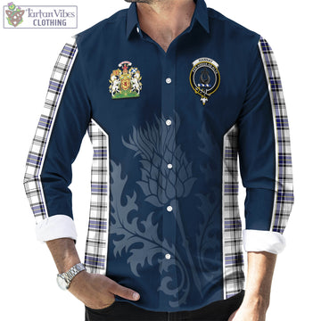 Hannay Modern Tartan Long Sleeve Button Up Shirt with Family Crest and Scottish Thistle Vibes Sport Style