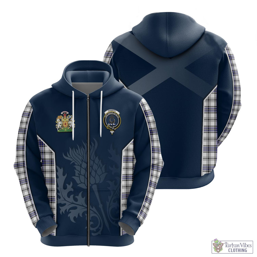 Tartan Vibes Clothing Hannay Modern Tartan Hoodie with Family Crest and Scottish Thistle Vibes Sport Style