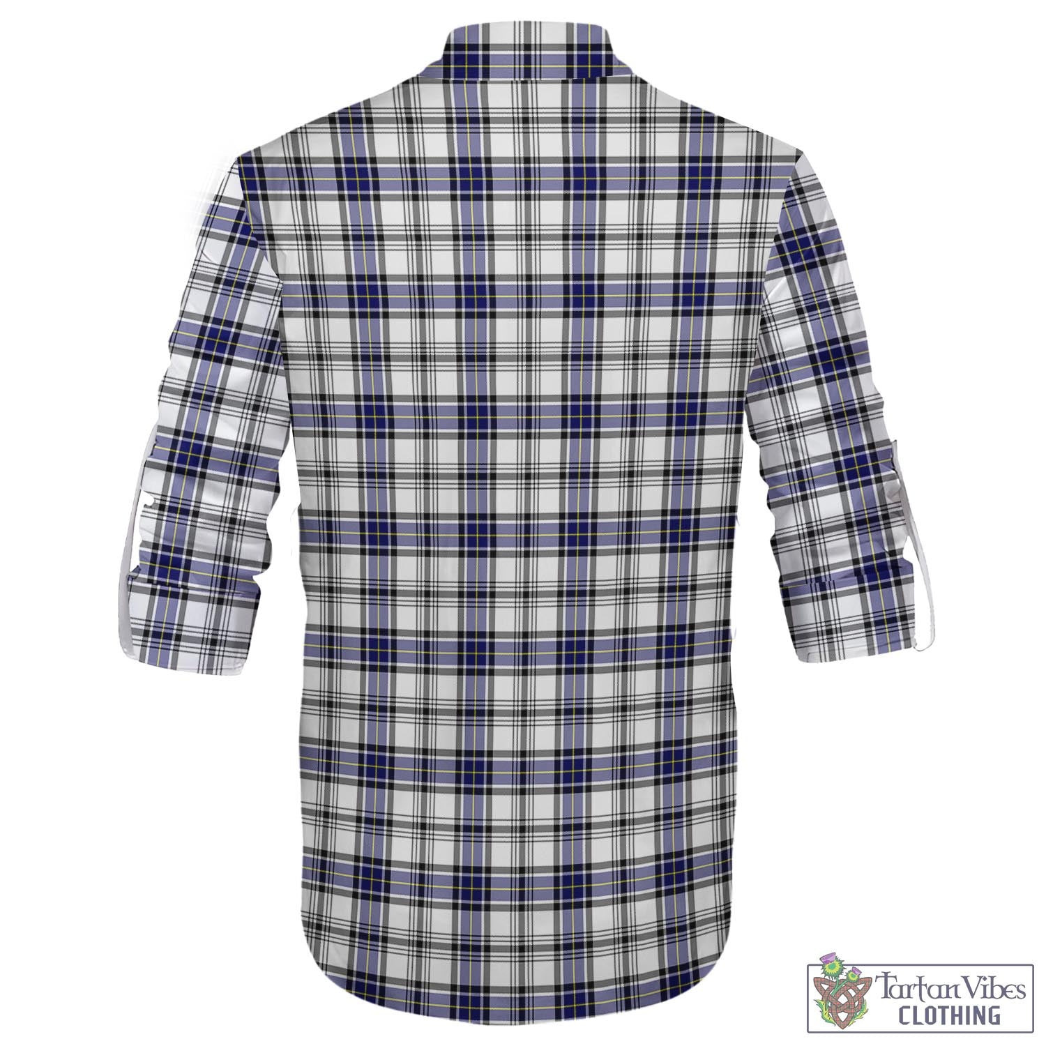 Tartan Vibes Clothing Hannay Modern Tartan Men's Scottish Traditional Jacobite Ghillie Kilt Shirt with Family Crest