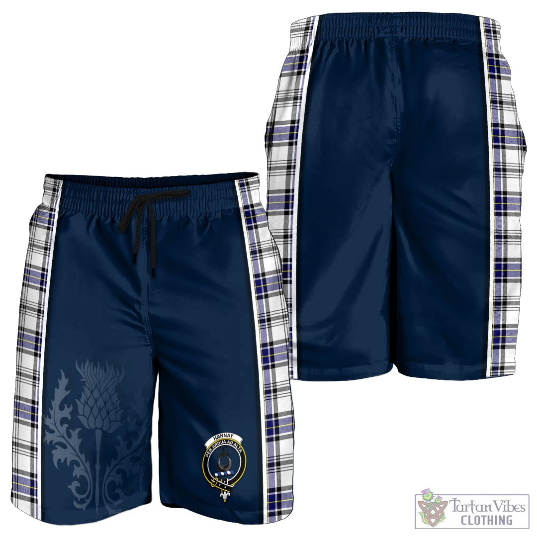 Tartan Vibes Clothing Hannay Modern Tartan Men's Shorts with Family Crest and Scottish Thistle Vibes Sport Style