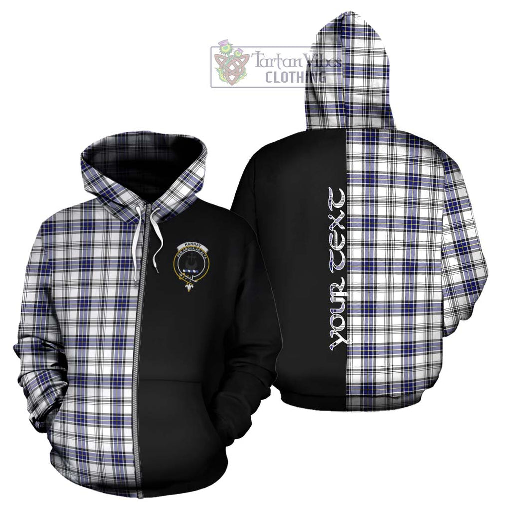 Hannay Tartan Hoodie with Family Crest and Half Of Me Style - Tartanvibesclothing Shop