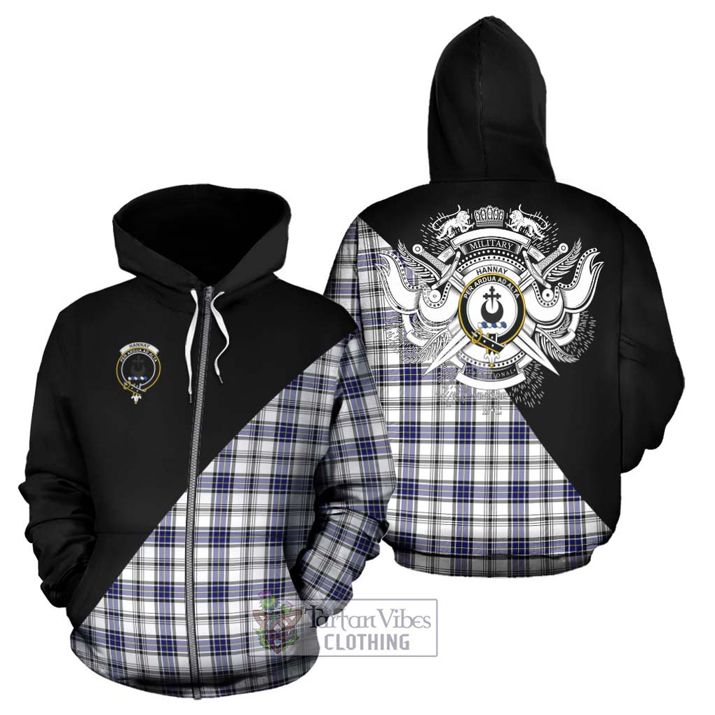 Hannay Tartan Hoodie with Family Crest and Military Logo Style - Tartanvibesclothing Shop