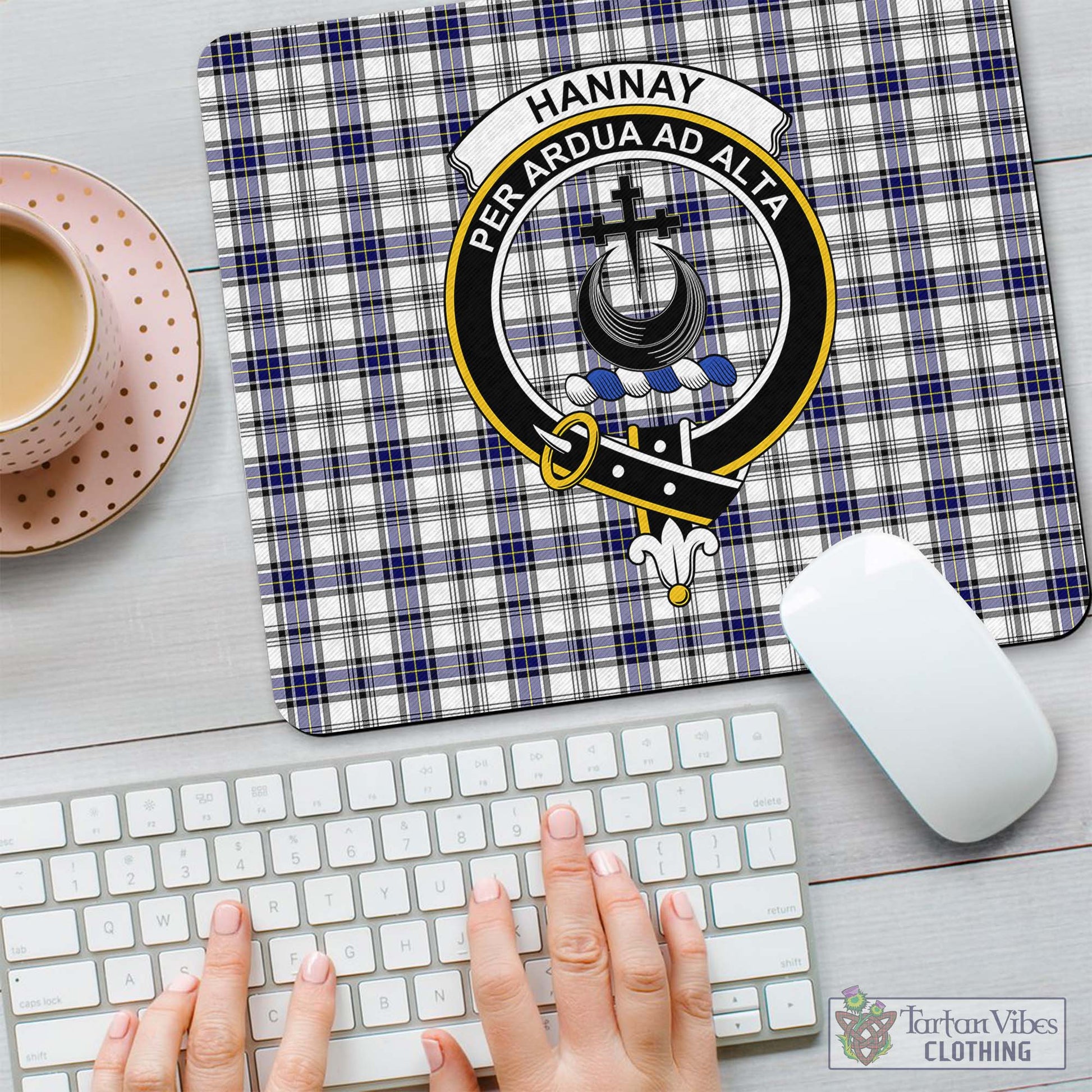 Tartan Vibes Clothing Hannay Modern Tartan Mouse Pad with Family Crest