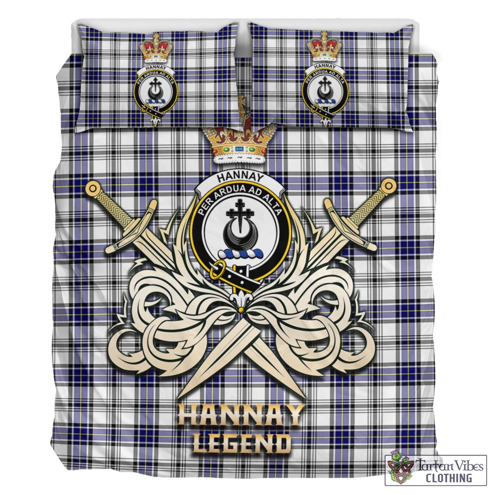 Tartan Vibes Clothing Hannay Modern Tartan Bedding Set with Clan Crest and the Golden Sword of Courageous Legacy