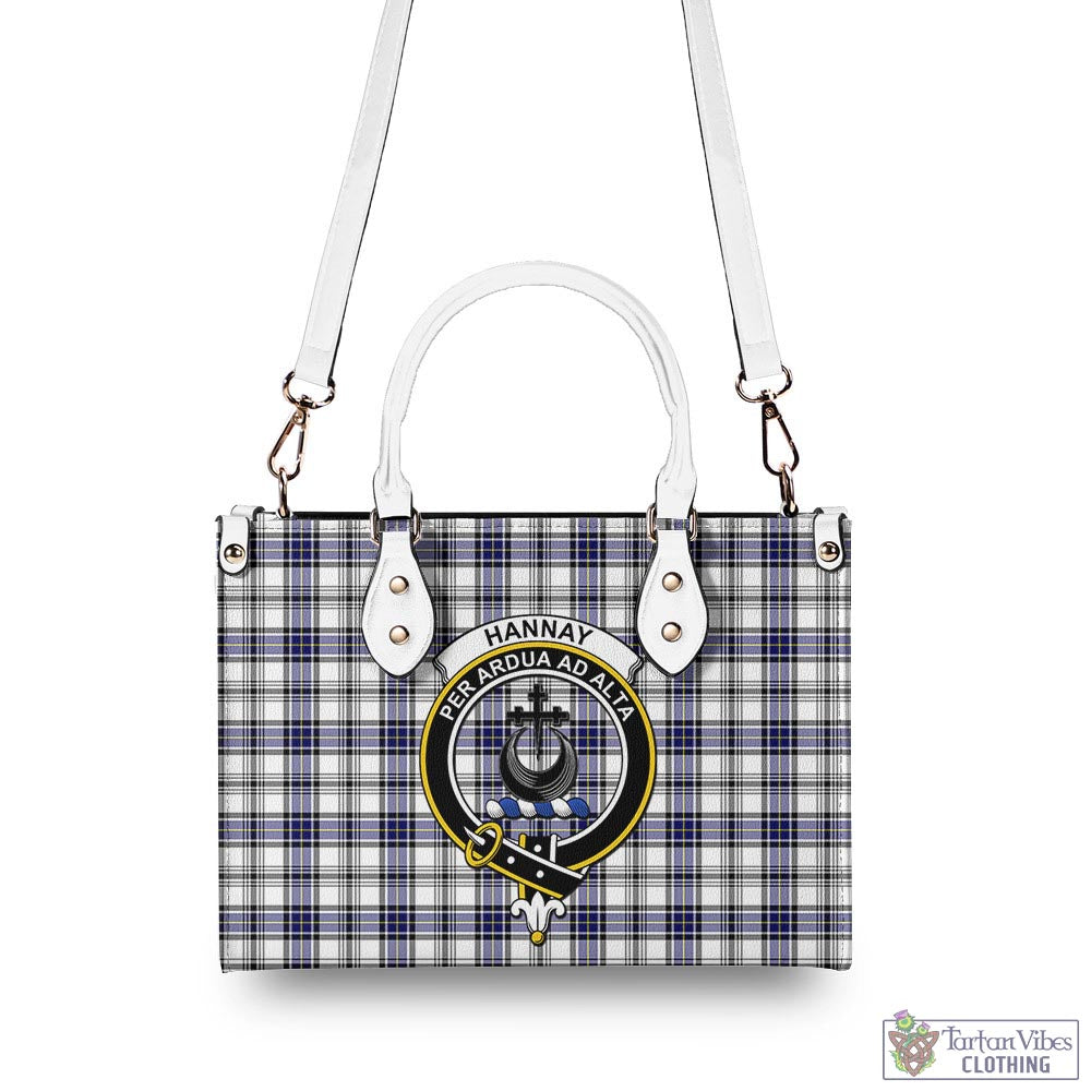 Tartan Vibes Clothing Hannay Modern Tartan Luxury Leather Handbags with Family Crest