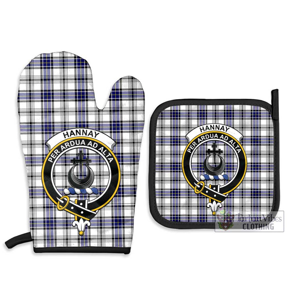 Hannay Tartan Combo Oven Mitt & Pot-Holder with Family Crest Combo 1 Oven Mitt & 2 Pot-Holder Black - Tartan Vibes Clothing