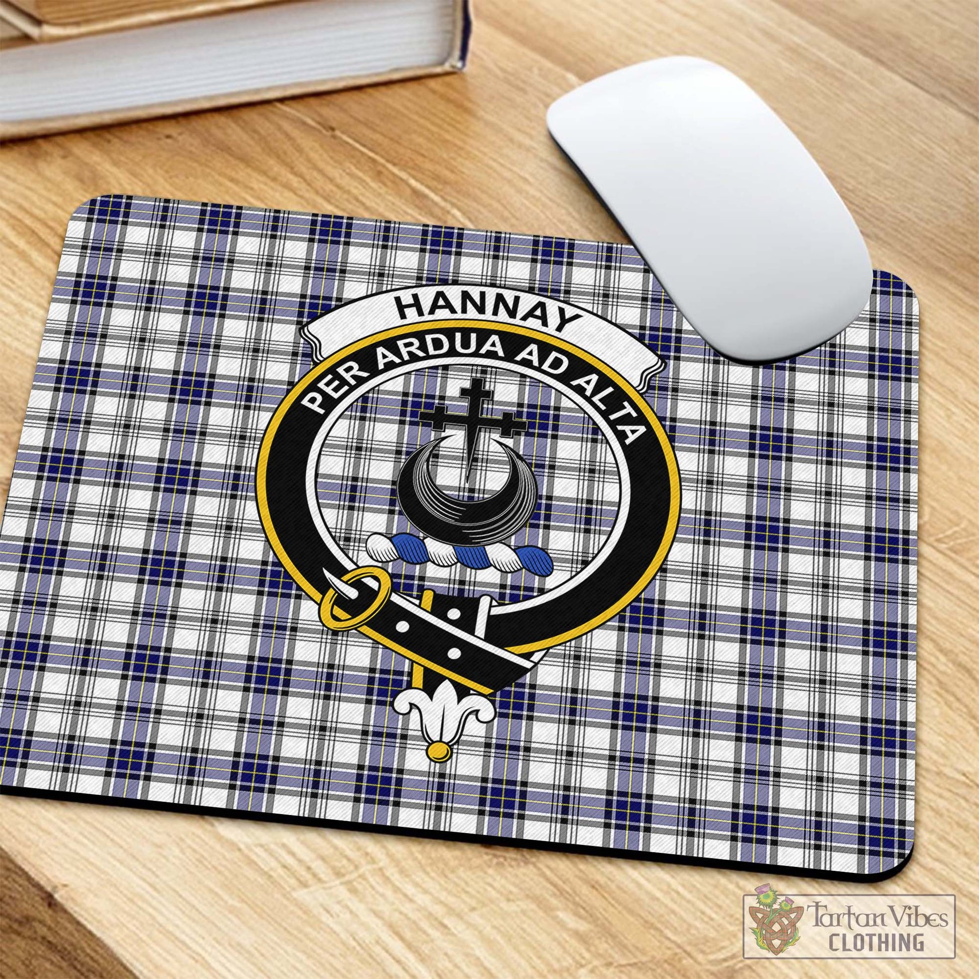 Tartan Vibes Clothing Hannay Modern Tartan Mouse Pad with Family Crest