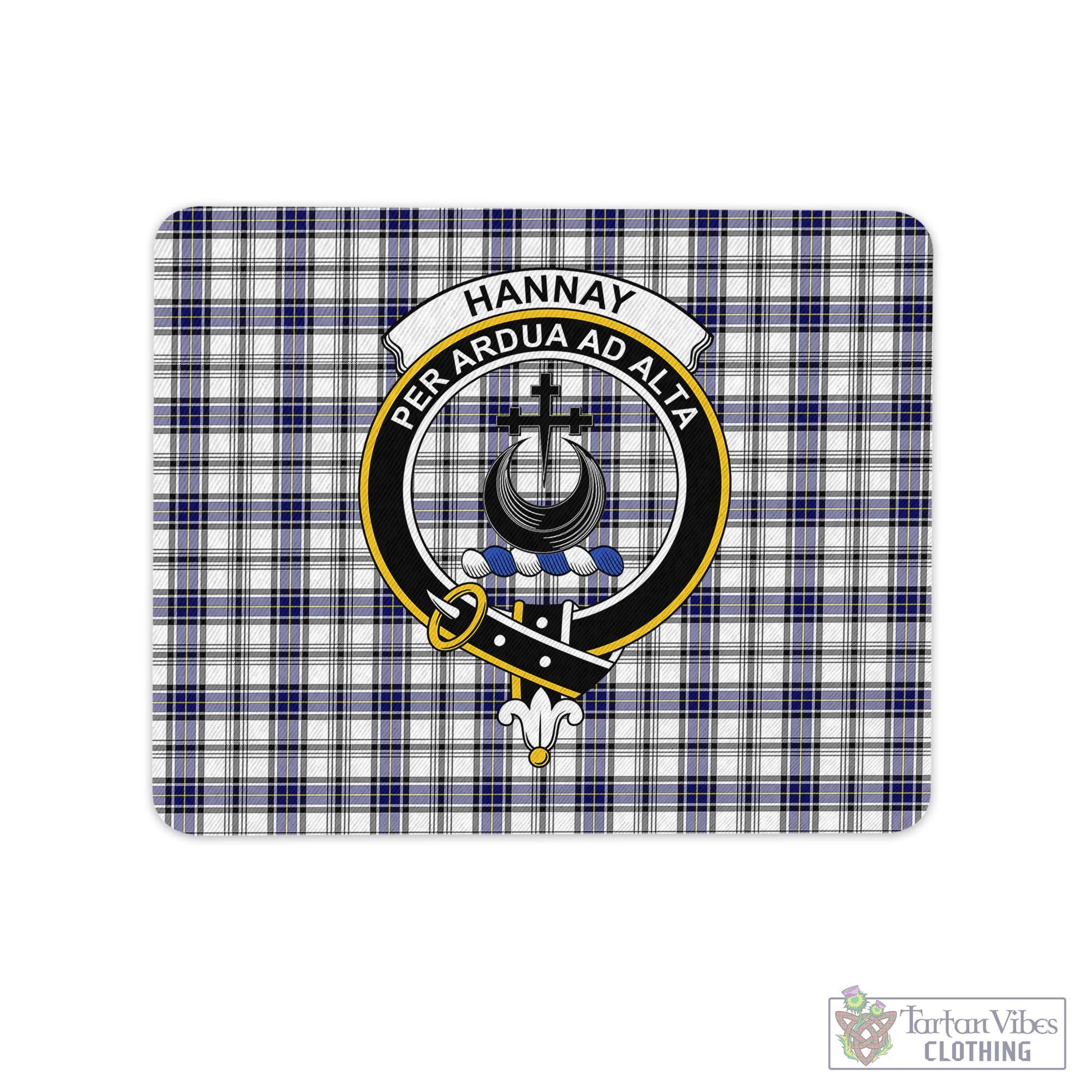 Tartan Vibes Clothing Hannay Modern Tartan Mouse Pad with Family Crest