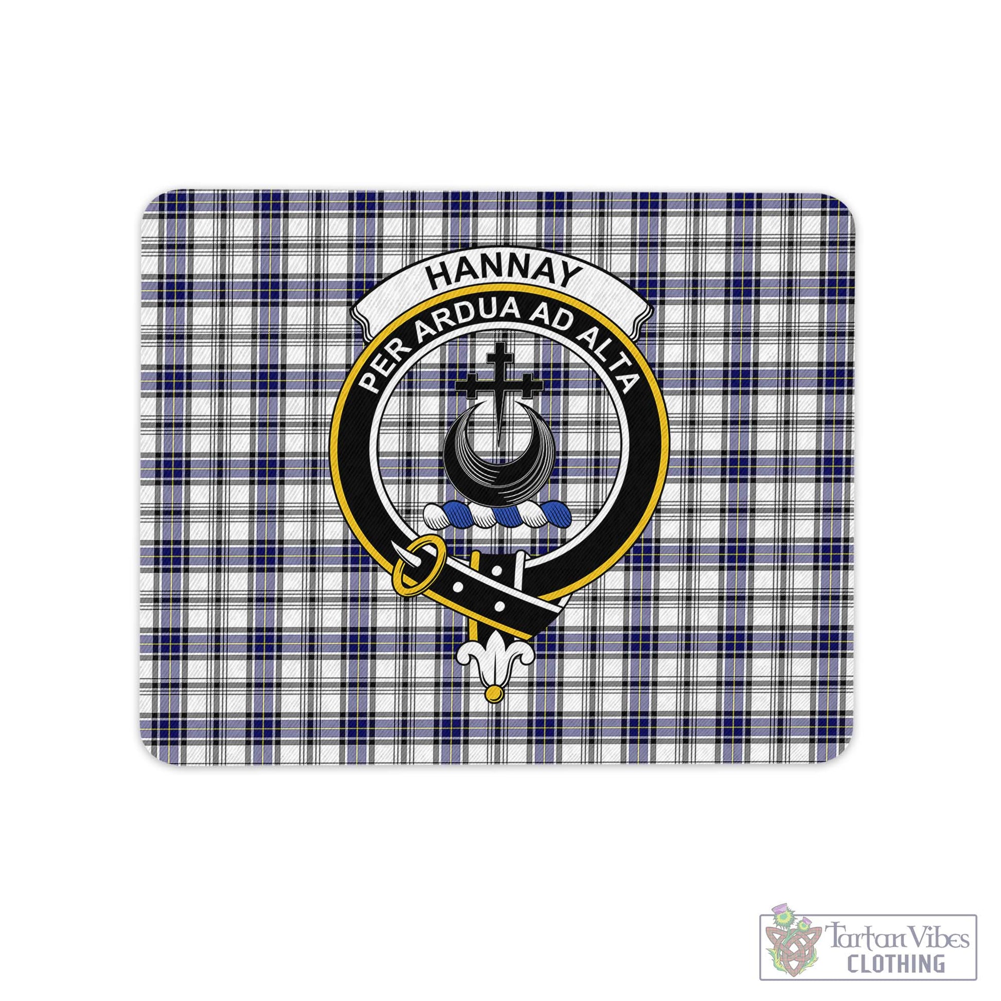 Tartan Vibes Clothing Hannay Modern Tartan Mouse Pad with Family Crest