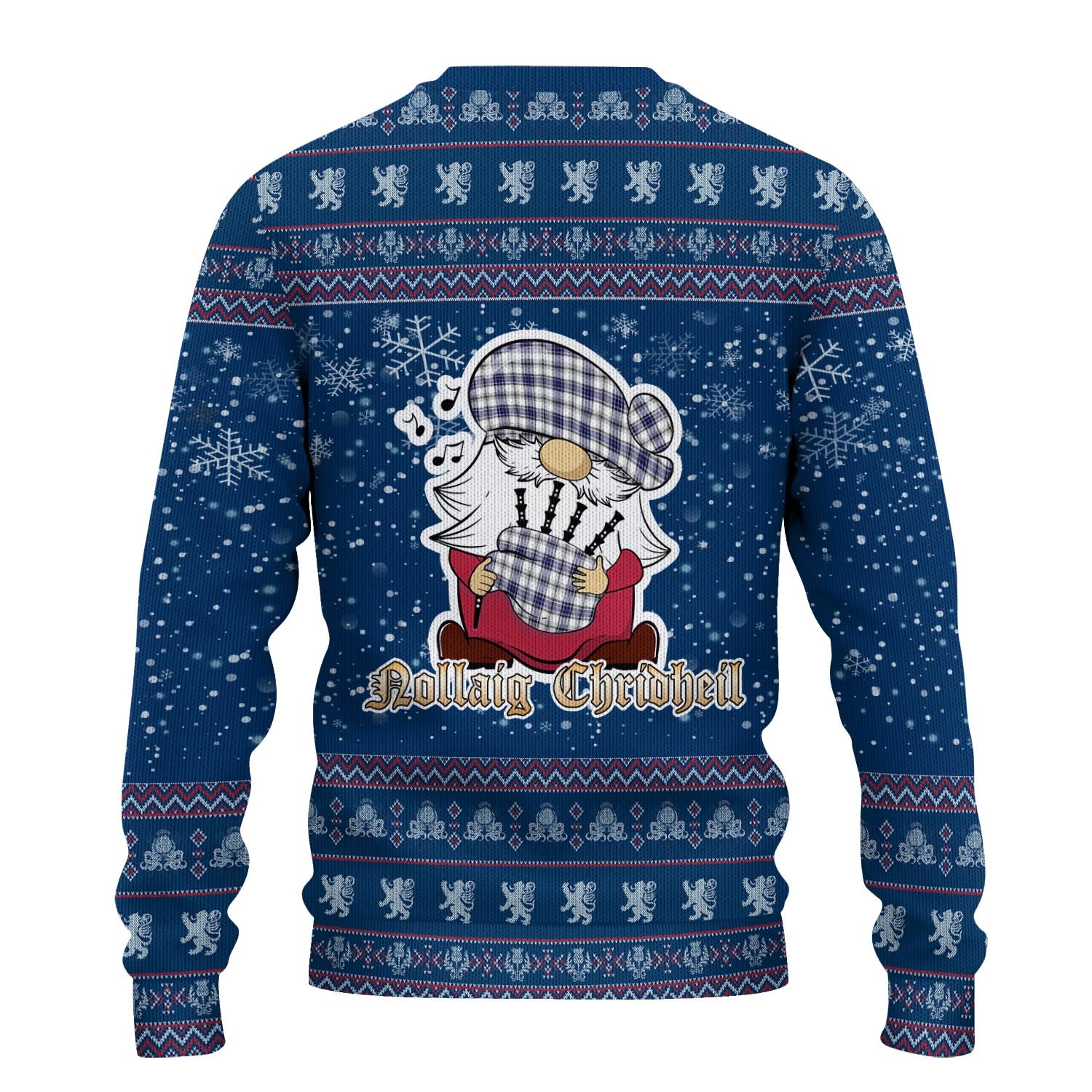 Hannay Modern Clan Christmas Family Knitted Sweater with Funny Gnome Playing Bagpipes - Tartanvibesclothing