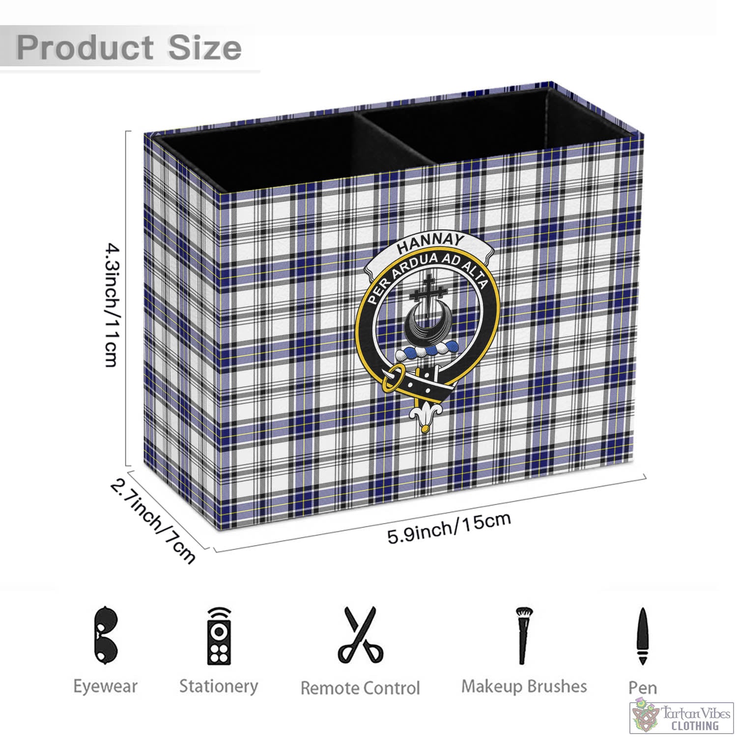 Tartan Vibes Clothing Hannay Modern Tartan Pen Holder with Family Crest