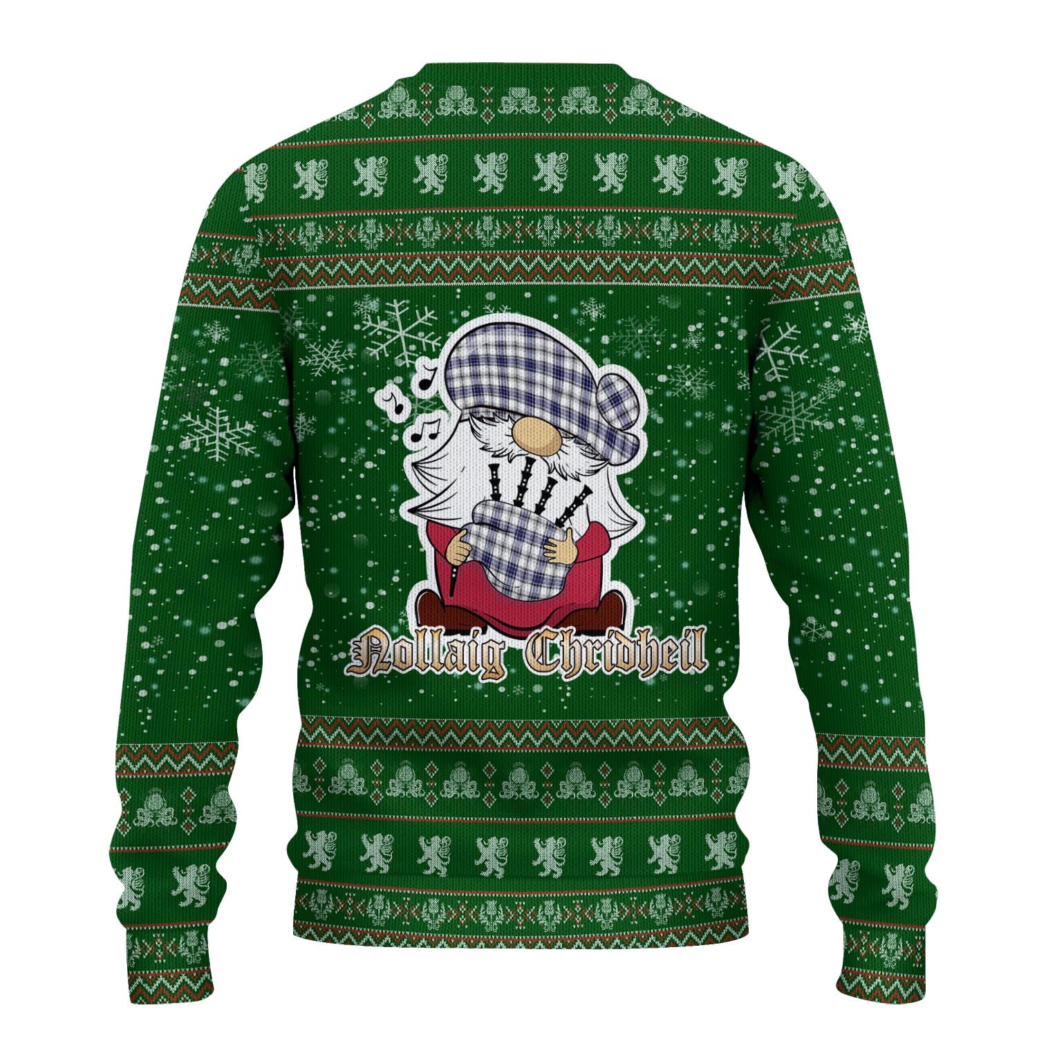 Hannay Modern Clan Christmas Family Knitted Sweater with Funny Gnome Playing Bagpipes - Tartanvibesclothing